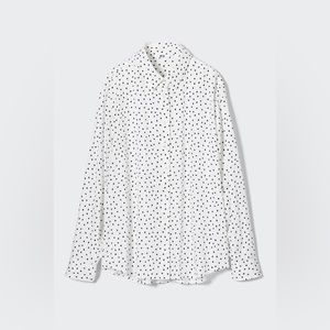 Rayon Polka Dot Printed Long-Sleeve Blouse